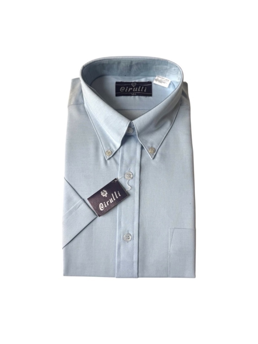 Cirulli Blue Short Sleeve Permanent Press Button Down Shirt Men’s 14.5 15.5 NWT